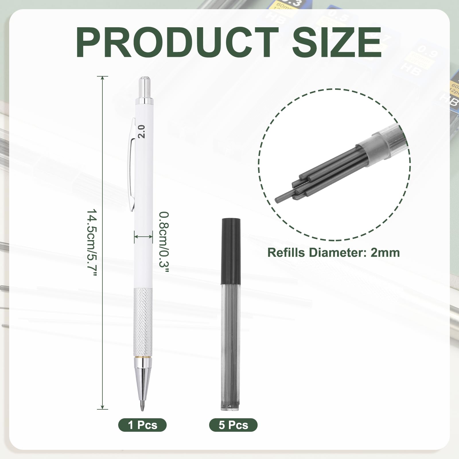 Amazon.co.jp: PATIKIL 2mm 製図用シャープペンシル 太芯ホルダー 自動